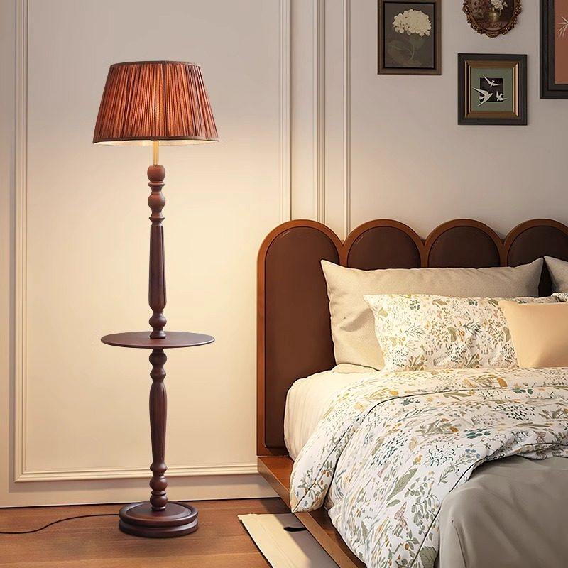 中古美式复古茶几落地灯沙发客厅卧室书房置物架法式实木落地灯具
