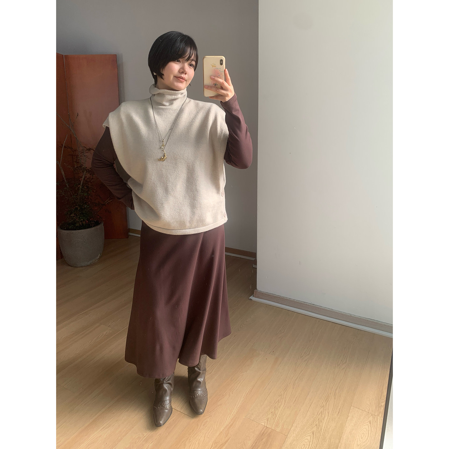 FishCake 大码微胖燕麦色高领无袖针织上衣马甲直筒连衣裙套装女,女装/女士精品,时尚套装,淘宝优惠券,粉丝福利购,淘宝优惠卷