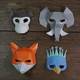 免裁剪纸模DIY动物面具幼儿园儿童手工卡纸拼接材料包半脸孔雀狐狸大象猴子万圣节化妆舞会派对cos