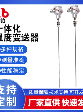 一体化铠装温度变送器K型4-20MA输出PT100热电阻装配式温度传感器