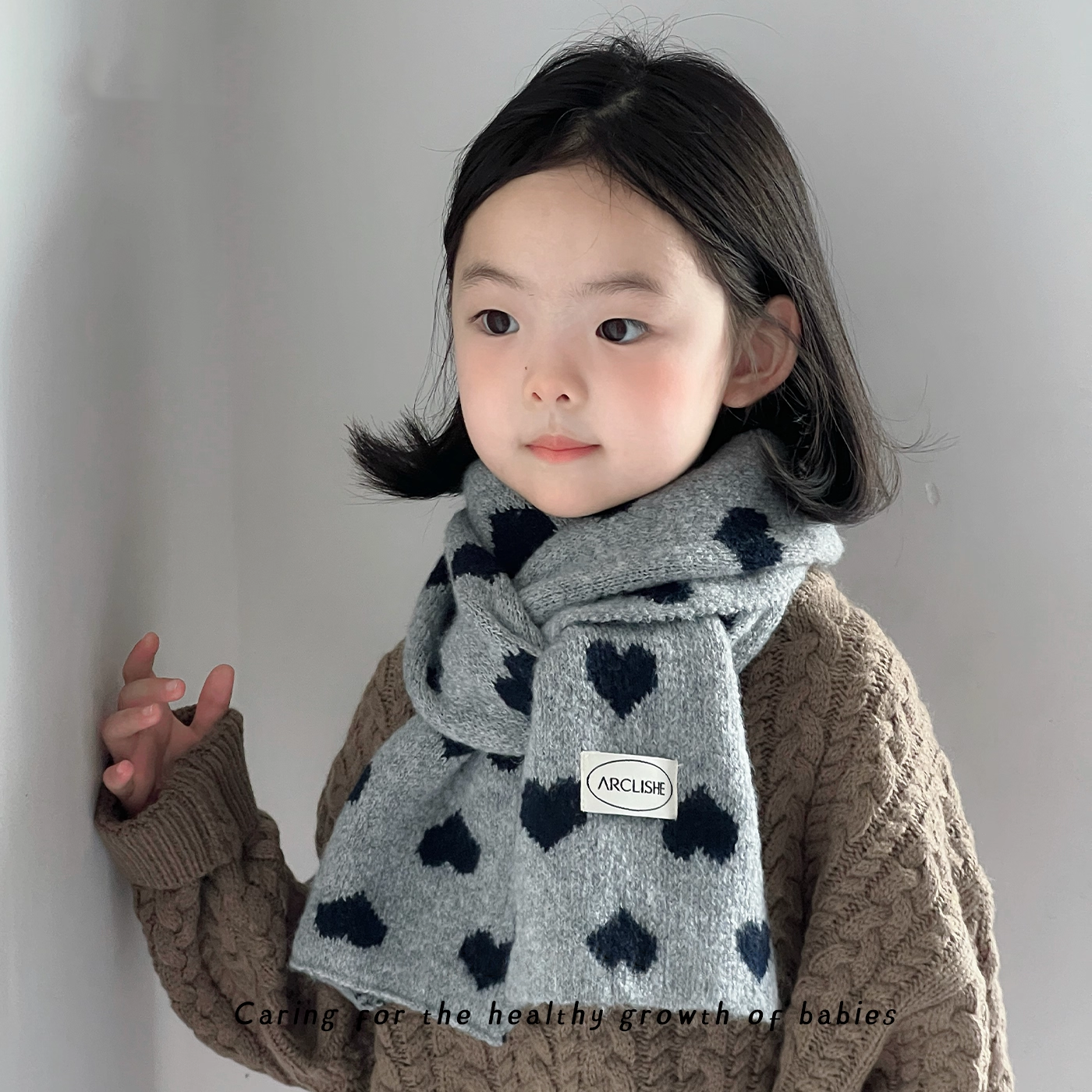 日系甜美女孩刺绣爱心毛线围巾女秋冬季百搭保暖防寒学生针织围脖,童装/婴儿装/亲子装,围巾,淘宝优惠券,粉丝福利购,淘宝优惠卷