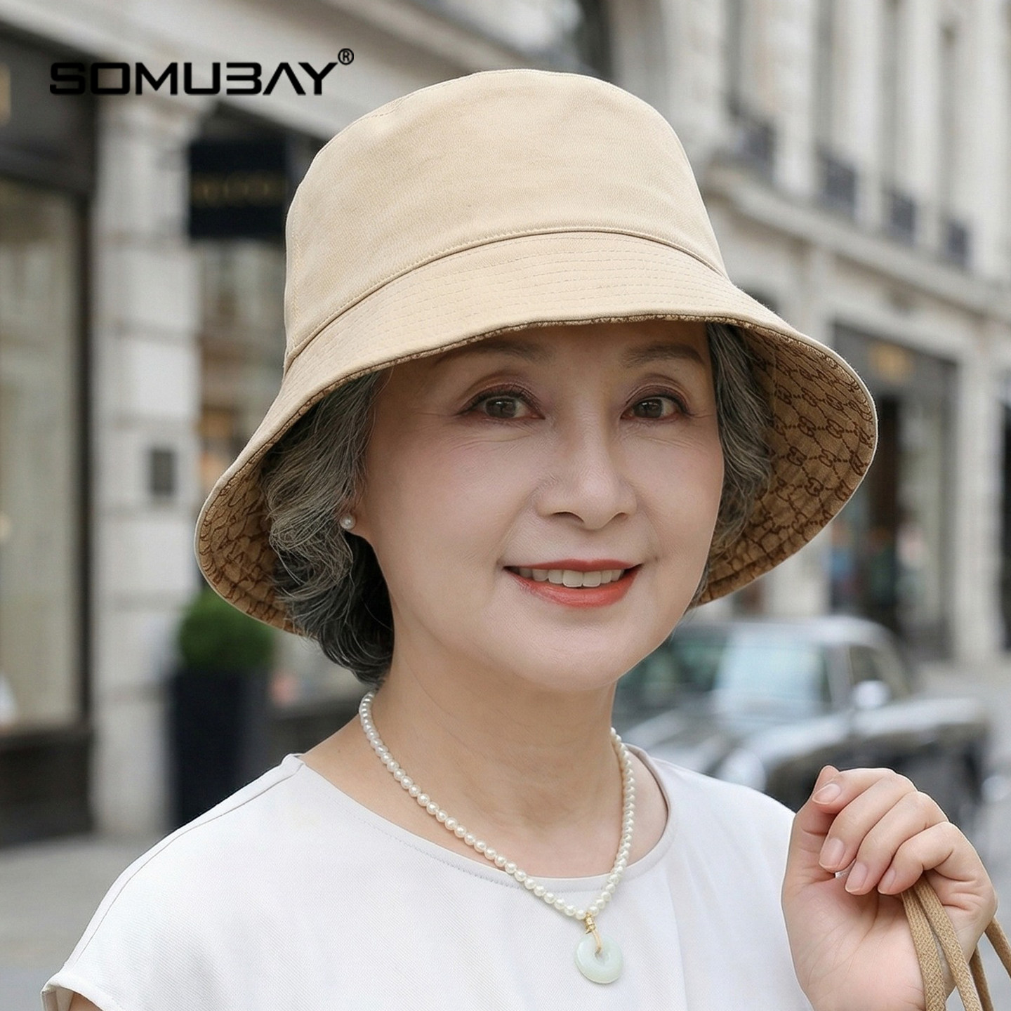 2026阿姨春夏帽子女士双面戴渔夫帽中老年妈妈夏季防晒盆帽遮阳帽