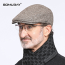 中年爸爸帽子男秋冬季 爷爷老人前进帽中老年人老头春秋保暖鸭舌帽