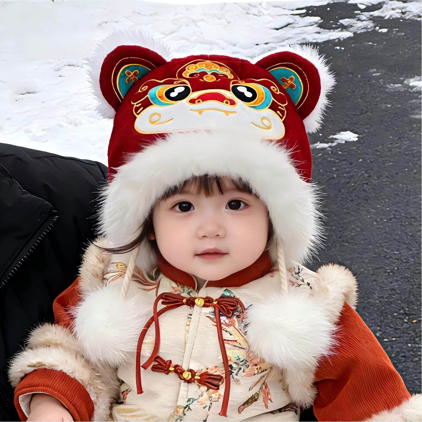 宝宝虎头帽子男童女孩秋冬季刺绣加厚婴儿护耳帽子儿童红色毛绒帽,童装/婴儿装/亲子装,帽子,淘宝优惠券,粉丝福利购,淘宝优惠卷