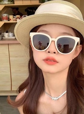 白框太阳镜女2025新款韩版显脸小防紫外线白色韩系墨镜高级感眼镜