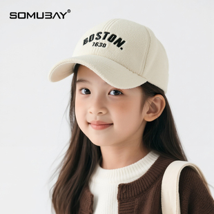 儿童帽子2025新款秋冬季字母刺绣男女童保暖棒球帽洋气防寒鸭舌帽