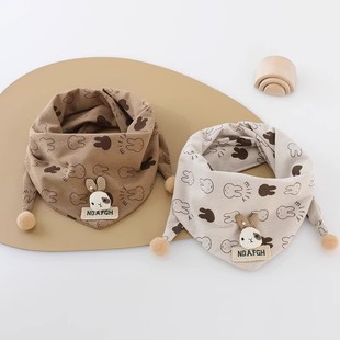 宝宝围巾秋冬季 婴儿小兔子三角巾春秋天男童女孩保暖防风围脖 韩版