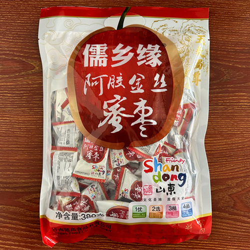 山东特产儒乡缘380克阿胶金丝蜜枣旅游车售同款独立包装零食蜜饯