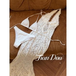 【希腊神女】度假梦幻高级蕾丝鱼尾长裙泳衣比基尼沙滩海岛度假夏