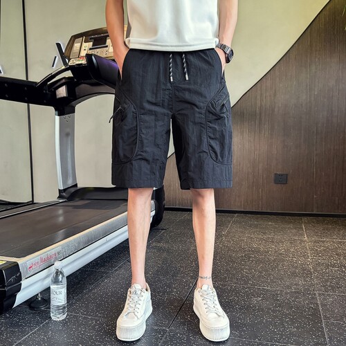 夏季男士迷彩薄款中裤新款口袋工装短裤宽松休闲五分裤