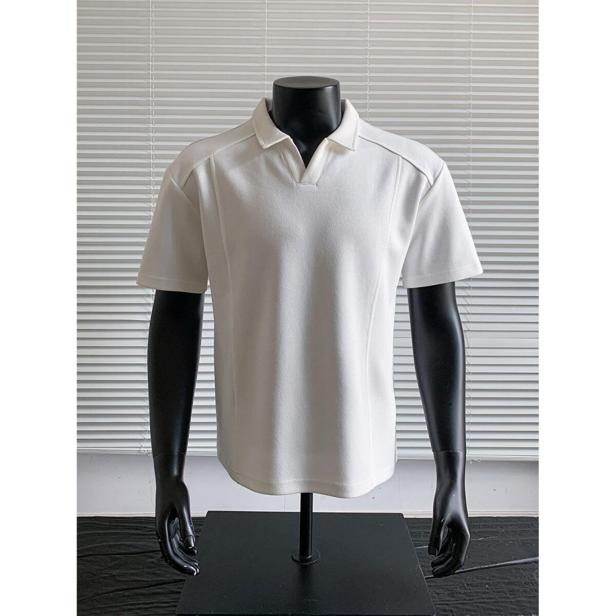 夏季解构拼接t恤痞帅高级感美式boxy正肩短袖polo衫男款v领半截袖