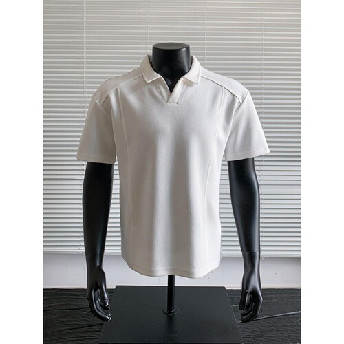 夏季解构拼接t恤痞帅高级感美式boxy正肩短袖polo衫男款v领半截袖