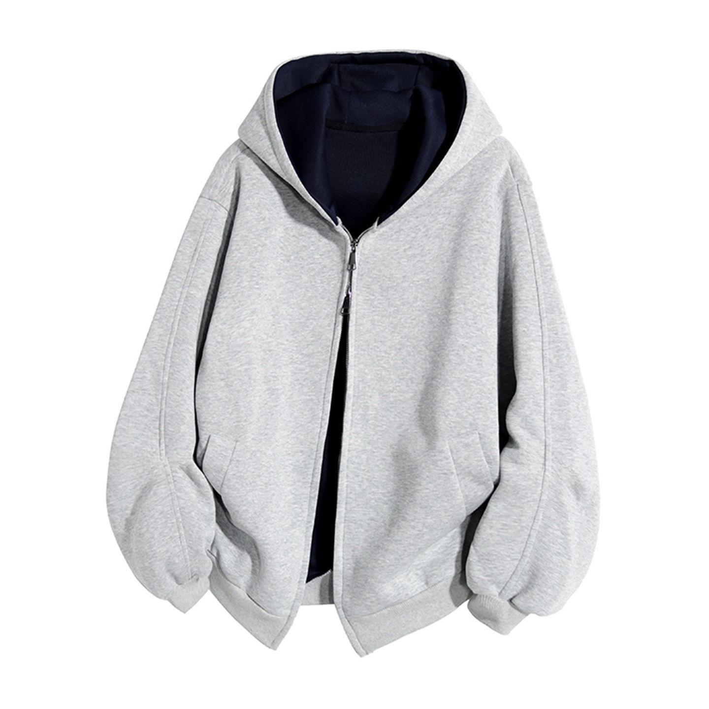 重磅撞色开衫连帽外套男款秋季高街潮牌拉炼卫衣情侣美式复古帽衫