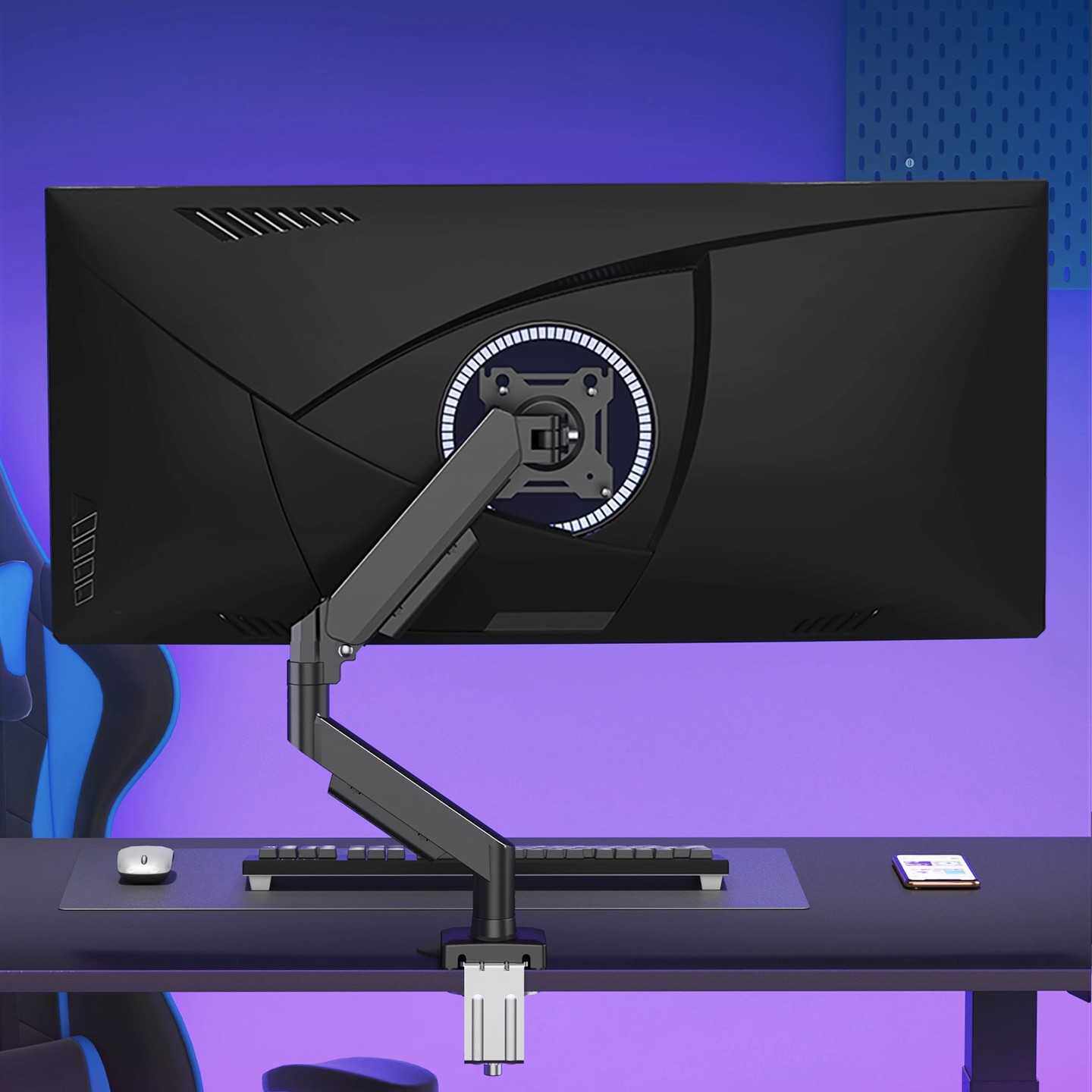 显示器支架气压悬臂双屏可升降旋转电脑支架机械臂底座桌面免打孔