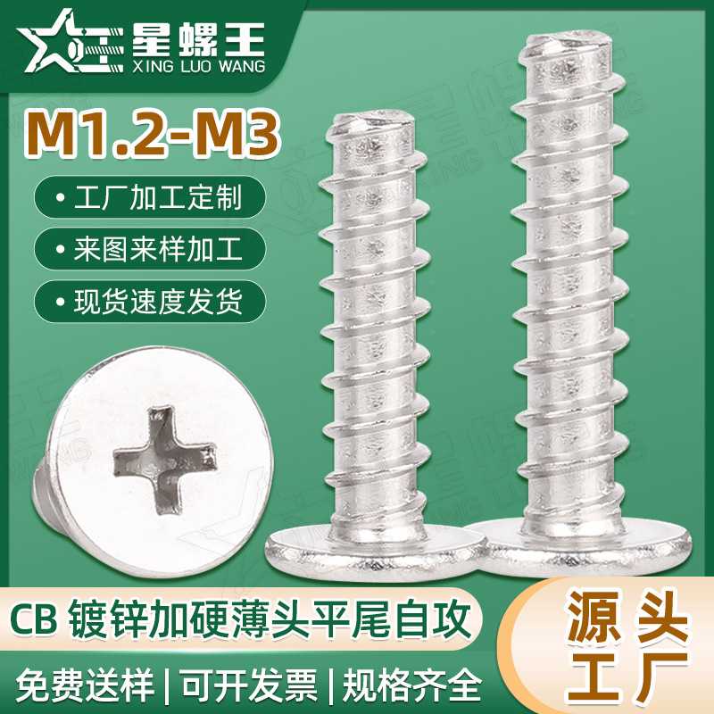 CB加硬镀镍大平头平尾自攻螺丝扁平头螺钉薄头螺丝钉 M2/M3/M4
