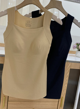 古妃34110秋冬无痕肌肤衣女士保暖内衣背心带胸垫弹力内搭面膜衣