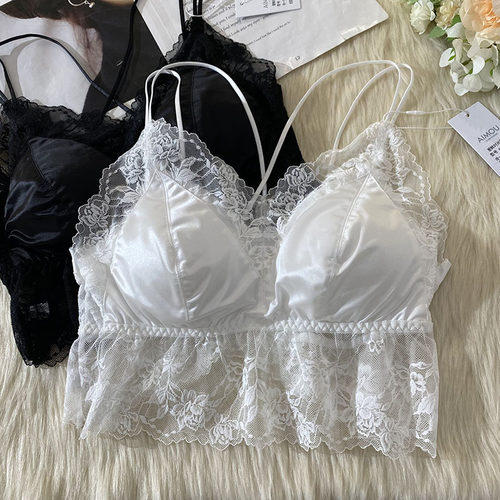纯欲缎面蕾丝内衣女美背轻奢抹胸