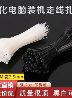电脑装机理线走线扎带机箱背线电源黑色白色尼龙办公收纳美化简约
