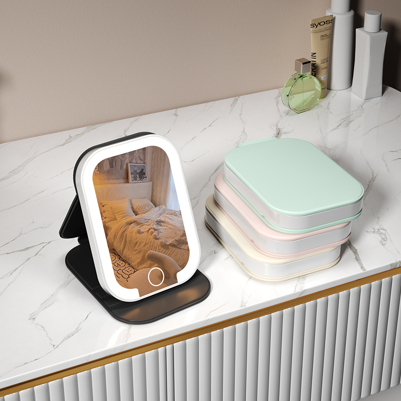 带led灯手持可折叠便携随身小化妆镜智能高清镜高级随身家用学生