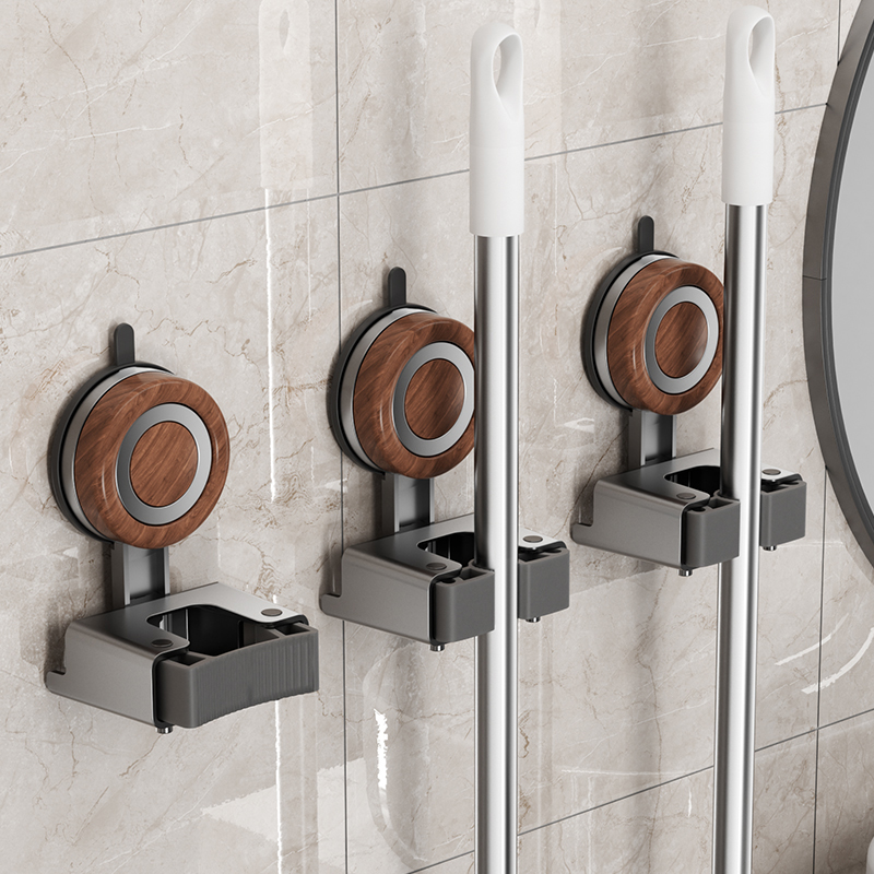 扫把置物收纳挂架卫生间吸盘拖把壁挂夹浴室免打孔神器固定挂钩扣