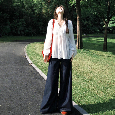 2024新款法式白色衬衫女装早秋季韩系设计感小众上衣初秋长袖衬衣