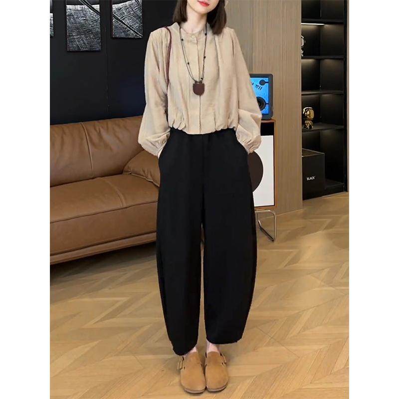 法式长袖衬衫套装女2024早秋新款高级感减龄小衫高腰哈伦裤两件套,女装/女士精品,时尚套装,淘宝优惠券,粉丝福利购,淘宝优惠卷