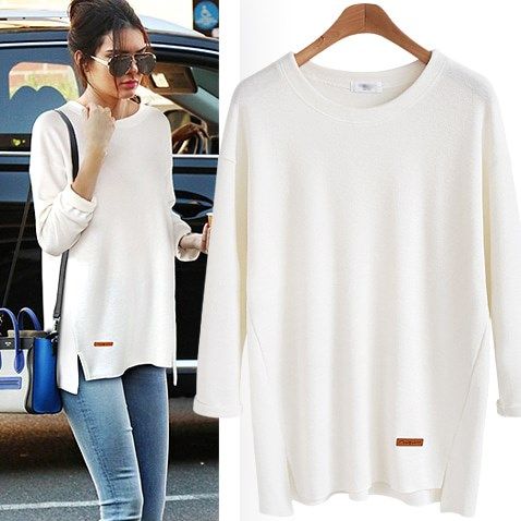 哺乳衣外出大码哺乳期春秋纯色T恤宽松喂奶长袖圆领开衩显瘦上衣在类目 女装/女士精品, T恤中 - 来自Buy2taobao.com提供专业的淘宝代购服务