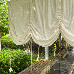 朱小仙扶风纱窗帘提绳门帘隔断过道新原木风民宿门帘纱帘餐厅新款