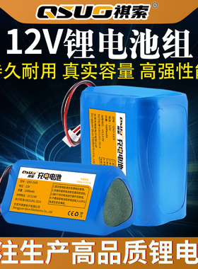 12V锂电池大容量11.1v监控风扇太阳能灯洗车机LED12伏充电电池组