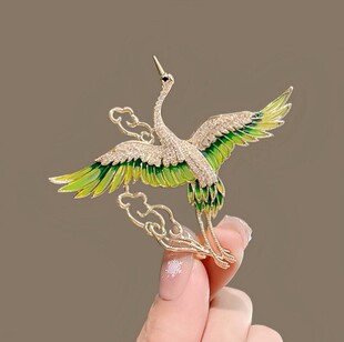 陪旗袍汉服配饰别针胸花 胸针仙鹤国潮送礼优雅气质高档百搭时尚