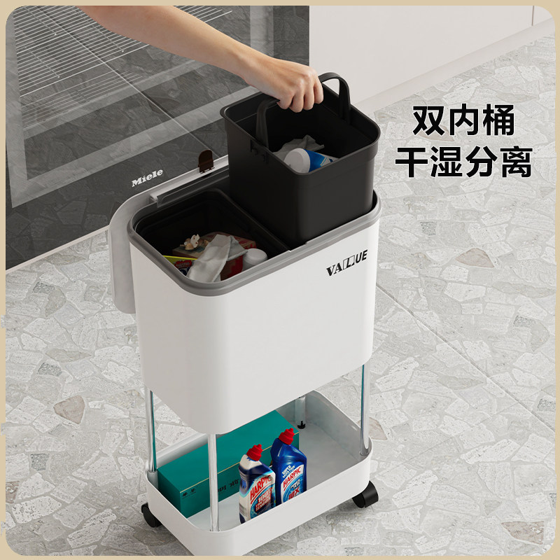 多功能厨房垃圾桶夹缝推车置物架垃圾桶