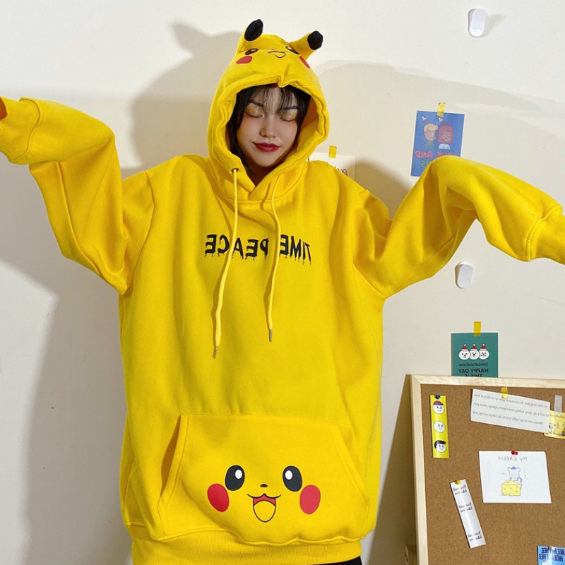 秋冬女装卡通皮卡丘连帽加厚卫衣潮ins宽松慵懒风加绒情侣款外套|msdalam kategori mod main/animasi/Zhou Bian/cos/permainan papan, kostum cosplay/props/perkhidmatan, Wanita Cosplay - dari Buy2taobao.com untuk memberikan perkhidmatan ejen Taobao profesional membeli