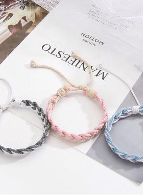 ins日韩森系编织手绳情侣手环闺蜜手链手环送男友专属礼物学生款