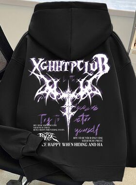 男童秋装高街潮牌连帽卫衣中大童初中生秋冬新款美式复古外套