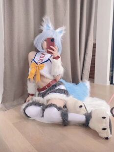 回复术士刹那COS回复术士的重启人生刹那淡蓝色尾巴清姬毛绒尾巴