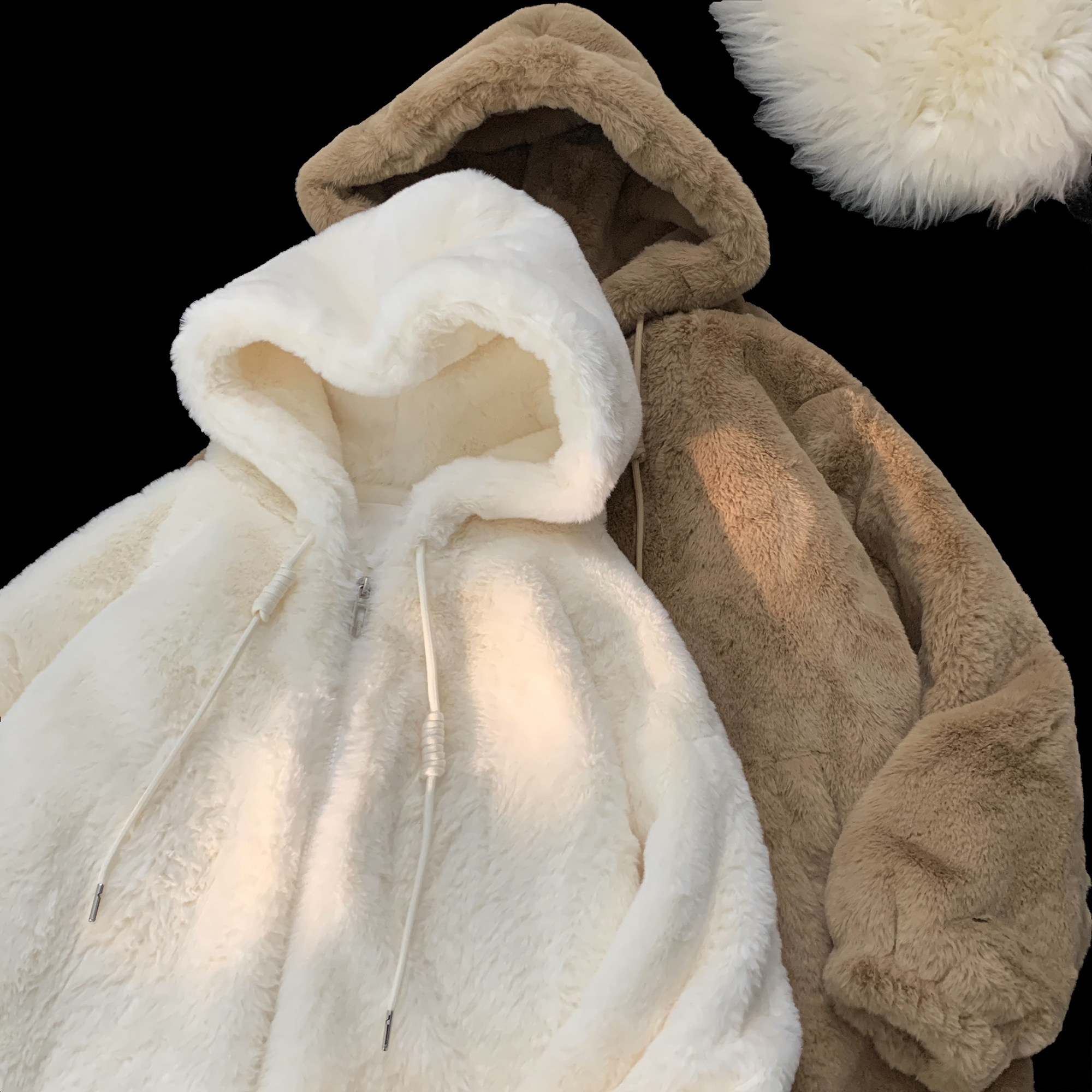 F241010-P105少女学生加绒加厚棉衣棉服连帽型皮草毛茸茸外套，男装棉衣，星座617A-1（原B318A）