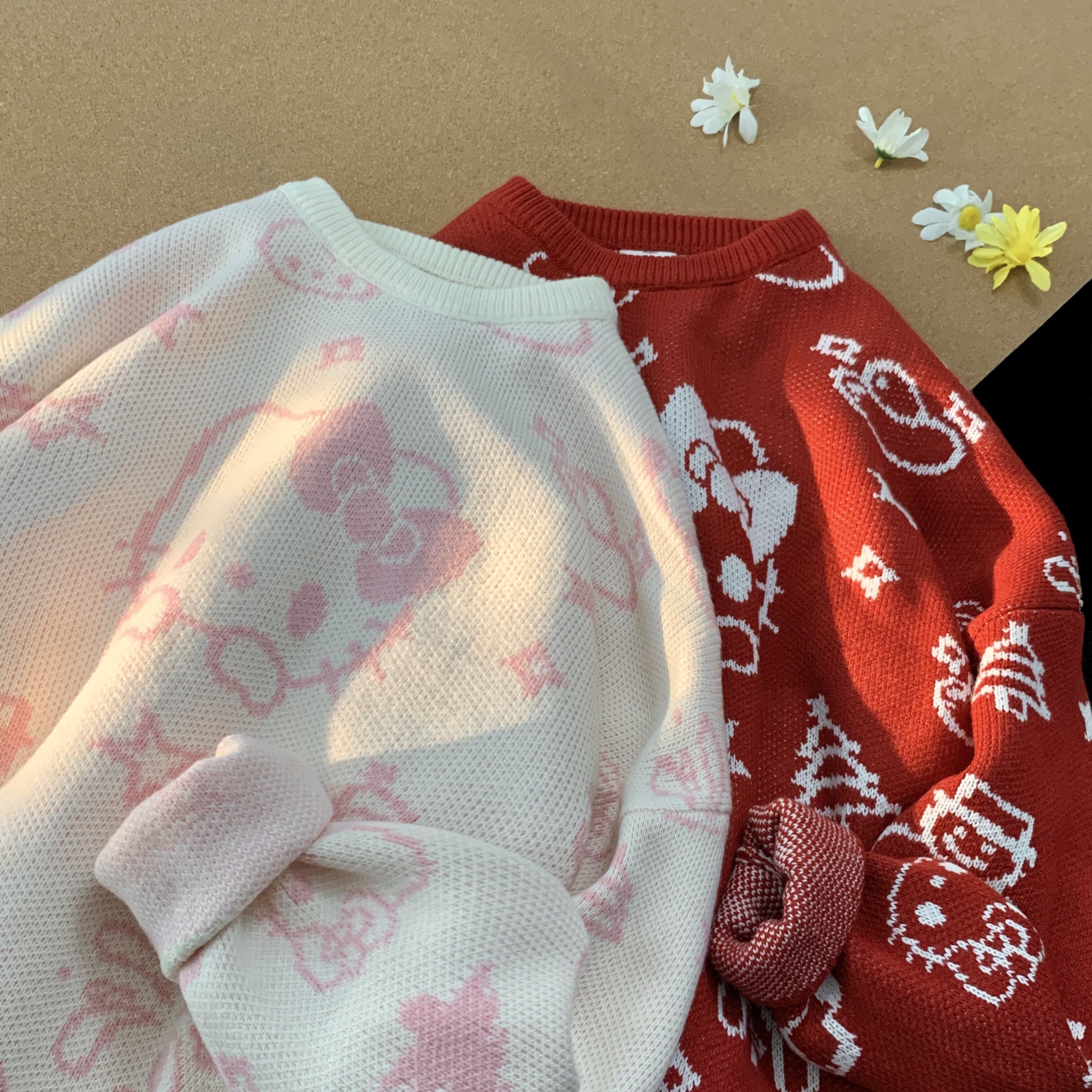 MM131-P65日系猫咪复古慵懒毛衣秋冬学生可外穿卡通凯蒂,男装针织衫/毛衣,星座617A-1（原B318A）