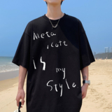 M319*P252024涂鸦手写字母印花纯棉T恤男女款情侣减龄宽松上衣潮，男装T恤，星座617A-1（原B318A）