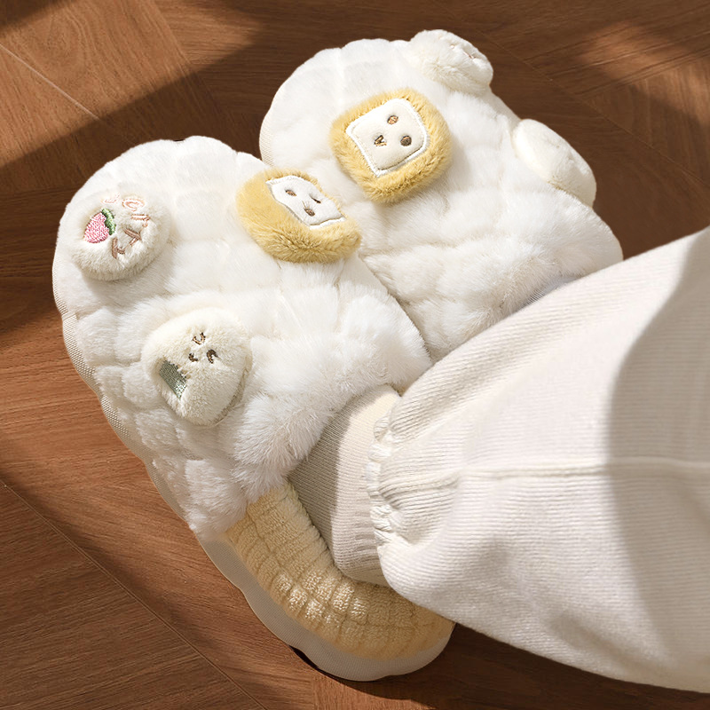 棉拖鞋包脚后跟室内家居秋冬防滑保暖情侣居家用包跟毛绒棉鞋女款
