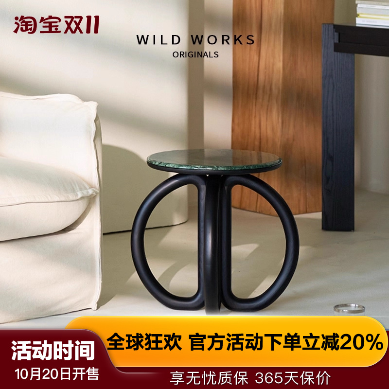 野作半月几新中式大理石边几茶几