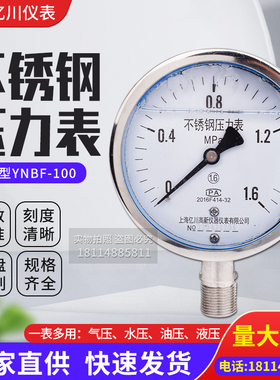304不锈钢压力表耐震径向型yn10C0bf压力表水压气压液压油压测压