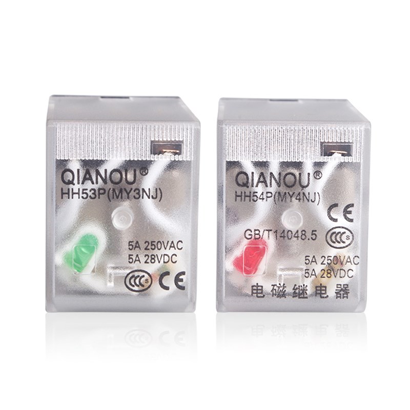 小型中间继电器220V交流和直流24V底座8英尺Hh52P电磁继电器53P54