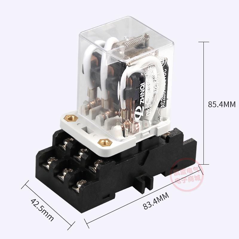 JQX-38F大功率380V大电流40A中间继电器带底座交流220/DC24/12V