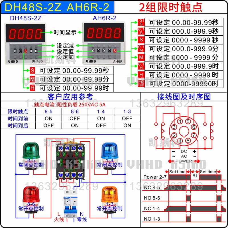 VHHD优质型 数显时间继电器DH48S-2Z 2ZH 1Z DH48S-S 2S AH6R H3D