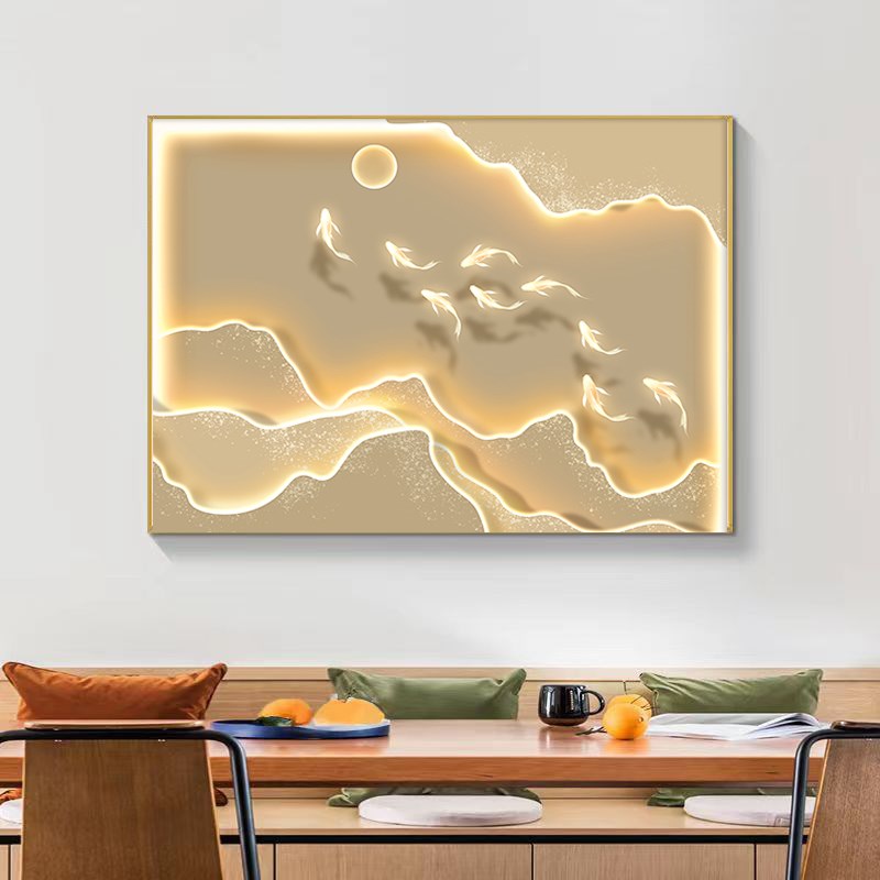 背有靠山电表箱装饰画遮挡轻奢山水配电箱挂画奶油风电闸盒子壁画