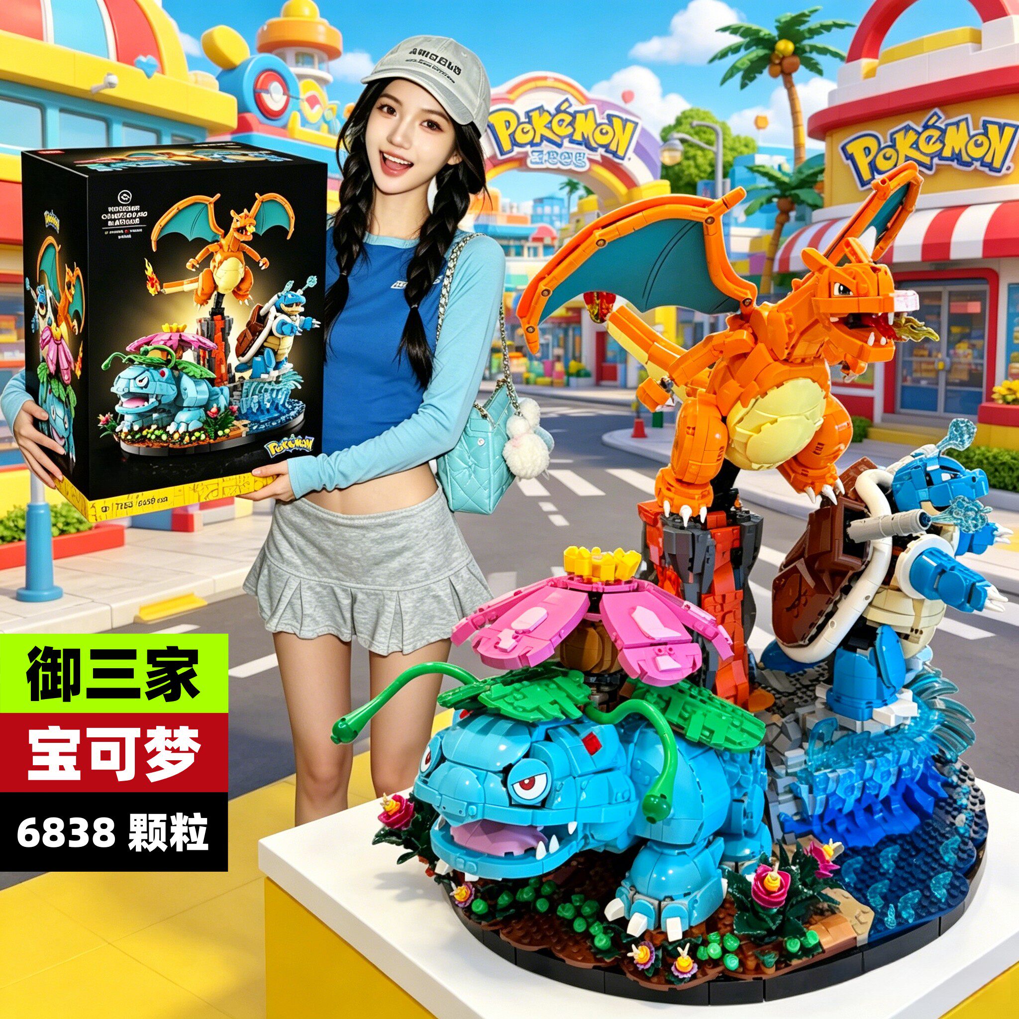 宝可梦御三家拼装积木玩具模型图片