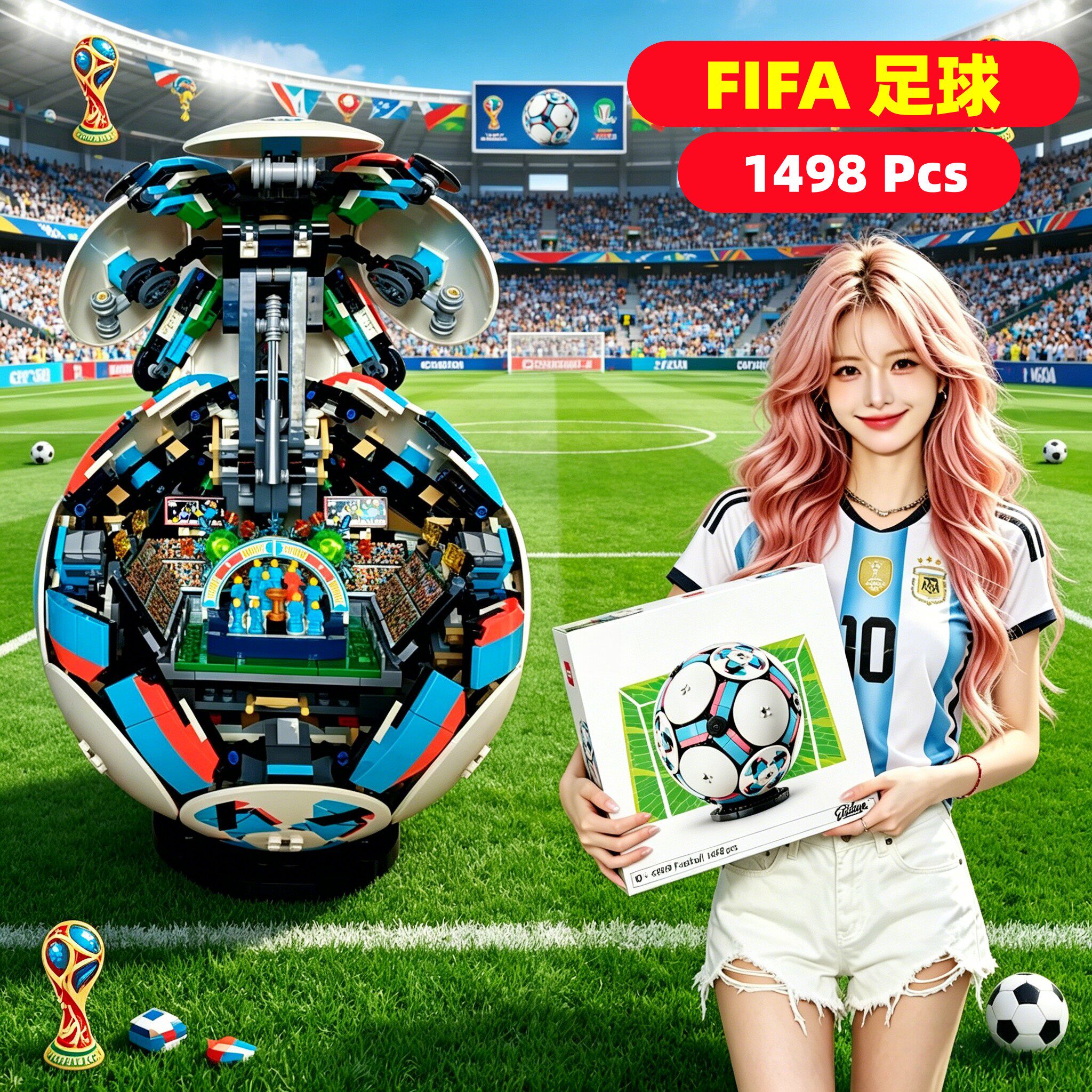中国积木2026新款FIFA世界杯足球男孩子儿童益智拼装玩具模型礼物