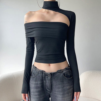 解构高级感修身百搭高领长袖T恤