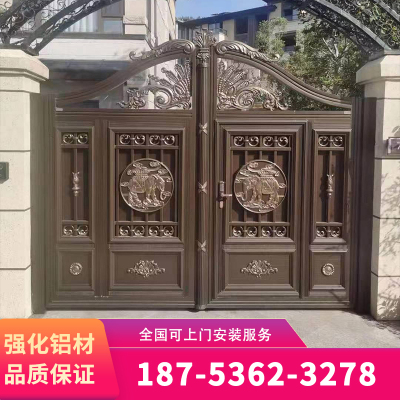 铝艺大门乡村庭院别墅大门双开门铝合金农村自建房大门电动对开门