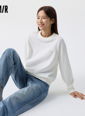 [商场同款]森马卫衣女基础简约宽松刺绣2024新款春季慵懒落肩女装